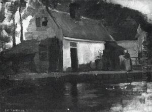 Small house along a canal by Piet Mondrian