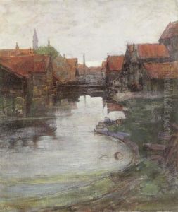 Lange Bleekerssloot with tower of the West Church by Piet Mondrian