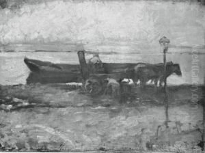 Moored barge with horses by Piet Mondrian