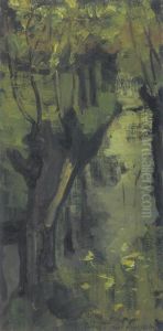Irrigation ditch with pollarded willows by Piet Mondrian