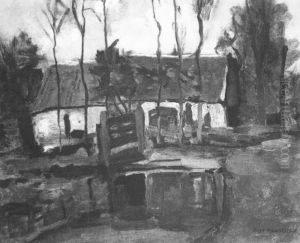 Farm building with white side facade by Piet Mondrian