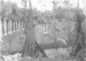 Farmyard with sheep by Piet Mondrian