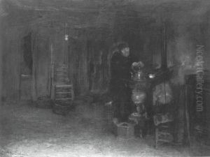 Hannes van Nistelrode at his pot stove Hannes van Nistelrode at his pot stove