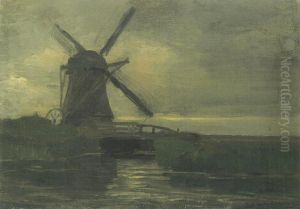 Broekzijder mill in the evening by Piet Mondrian