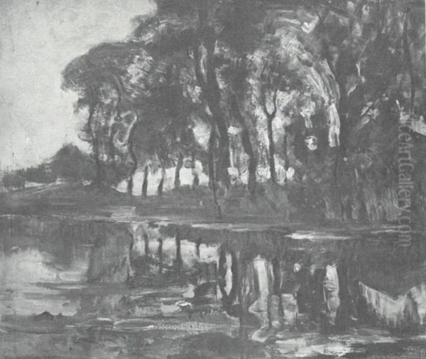 Bend in the Gein with poplars - view 1
