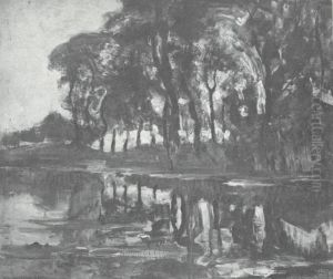 Bend in the Gein with poplars by Piet Mondrian