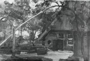 Farmhouse facade with well boom at left by Piet Mondrian