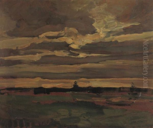 Evening sky with luminous cloud streaks - view 1