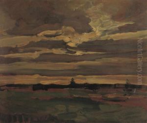 Evening sky with luminous cloud streaks by Piet Mondrian