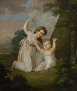 Doppelbildnis Der Schwestern Sophie Charlotte Und Emma Constanze Von Wylich-lottum by Johann Friedrich Bury
