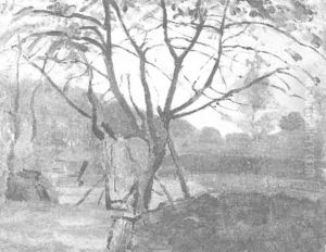Silhouette of a spreading tree by Piet Mondrian