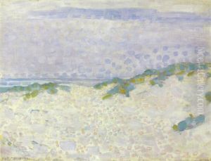 Pointillist study with dunes and sea by Piet Mondrian