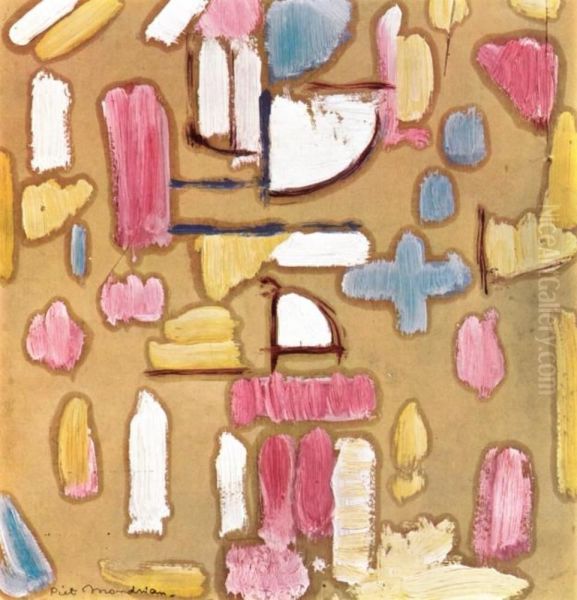 Color study with pink, blue, yellow and white - view 1