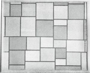 Composition with color planes and gray lines 3 by Piet Mondrian