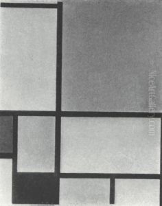 Composition with large red plane, blue, gray, black and yellow by Piet Mondrian
