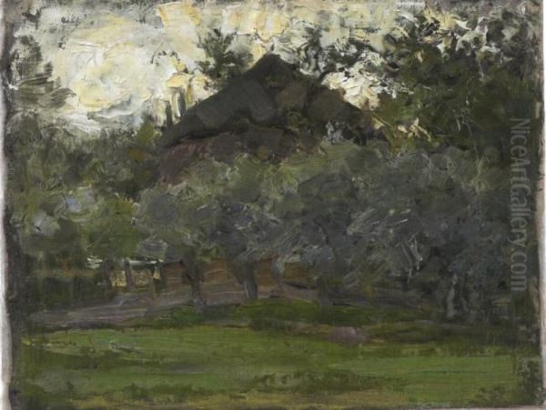 Haystack behind trees - view 1