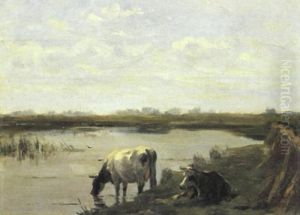 Cows beside the water (copy after Stortenbeker) by Piet Mondrian