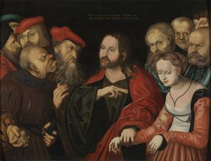 Kristus og ekteskapsbrytersken by Lucas Cranach the Elder