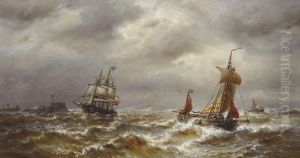 Fishermen in stormy weather by Francois Musin