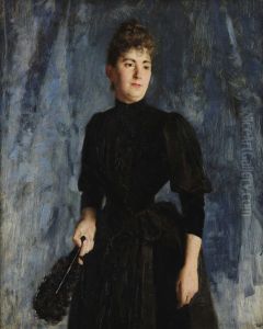 Woman with a fan by Jose Julio de Sousa Pinto