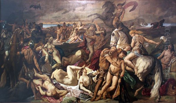 The Battle of the Amazons (Second Version) by Anselm Friedrich Feuerbach