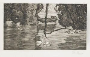 Seepartie Mit Schwanen by Ettore Burzi