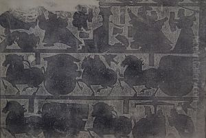 Ink Rubbing of Reliefs from the Offering Shrine of Wu Liang.