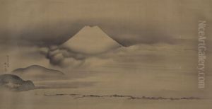 Mount Fuji and the Pine Beach at Miho. by Mori Tetsuzan