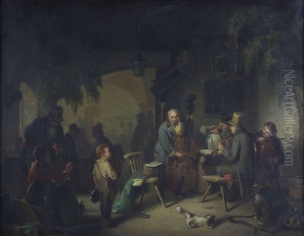 Strolling Musicians in an Inn Garden. - view 1