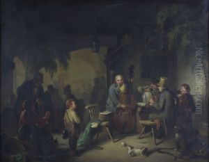 Strolling Musicians in an Inn Garden. by unknown