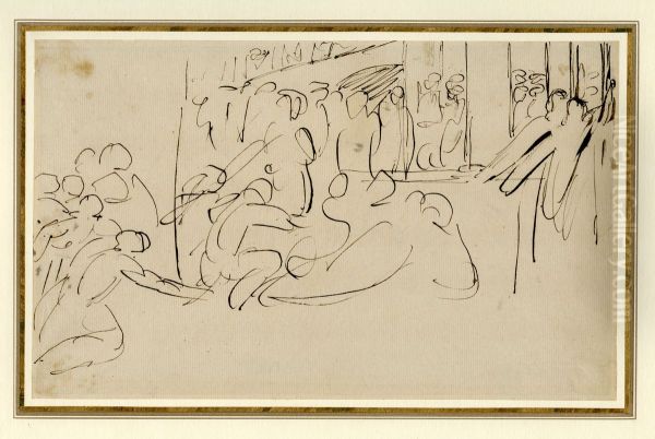 Study sketch for the painting, Christ's Entry Into Jerusalem. - view 1