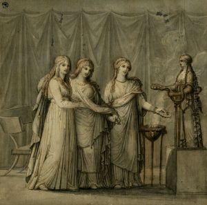 Vestal Virgins Making an Offering. by Jean-Baptiste Mallet