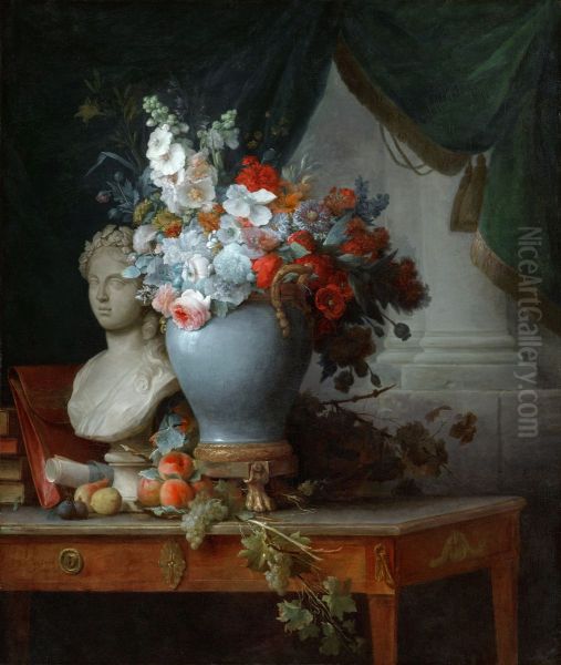 Vase of Flowers with a Bust of Flora - view 1