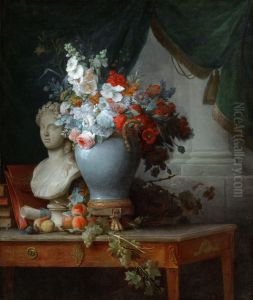 Vase of Flowers with a Bust of Flora by Anne Vallayer-Coster