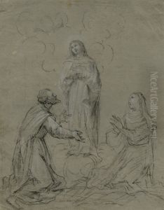 Two Saints Adoring Madonna.