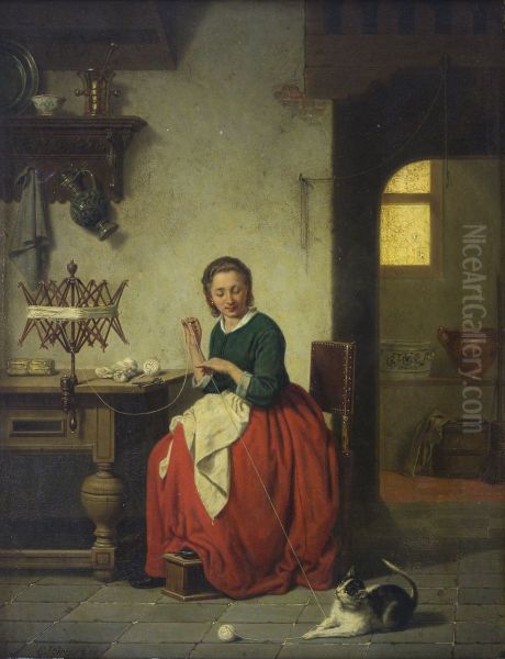 Woman Winding Yarn. - view 1