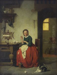Woman Winding Yarn. by Charles Joseph Grips