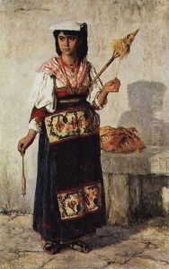 Young Neapolitan spinner by Antonio Carvalho de Silva Porto