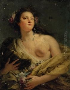 Retrato de mulher como Flora by Giovanni Battista Tiepolo