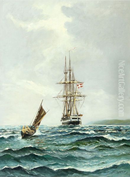 Seascape with the Frigat Jylland. - view 1