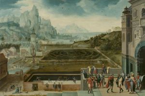 Hudoznik Gerri met de Bles (1480-1555), persa plovina 16 st. Pejzaz z biblijnou istorieu pro cara Davida i Virsaviu, Muzej Gardner, Boston, SSA by Herri met de Bles