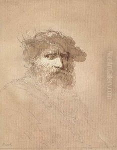 Head Of A Bearded Old Man With A Cap<</b&gt