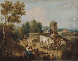 At the Fountain by Giuseppe Zais