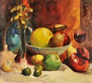 Still Life With Wine And Pomegranate by Hans Busch