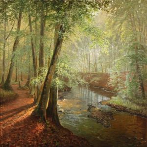 Forest Scene With A Stream by Peter Busch