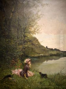 Landscape with Woman and Dog by Raimundo de Madrazo y Garreta