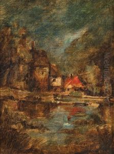 Hauser Am Weiher by Wilhelm Busch