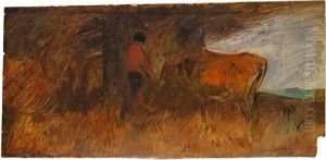 "bauer Mit Kuh Am Waldrand" by Wilhelm Busch