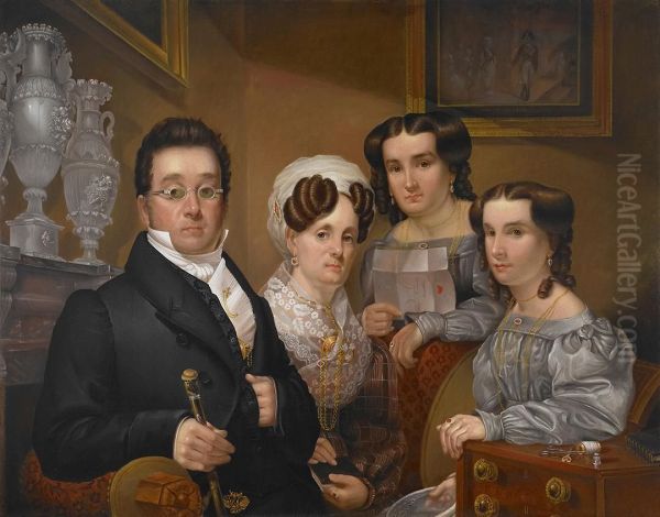 Samuel Beals Thomas, with His Wife, Sarah Kellogg Thomas, and Their Two Daughters, Abigail and Pauline - view 1