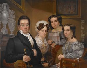 Samuel Beals Thomas, with His Wife, Sarah Kellogg Thomas, and Their Two Daughters, Abigail and Pauline by Edward Dalton Marchant